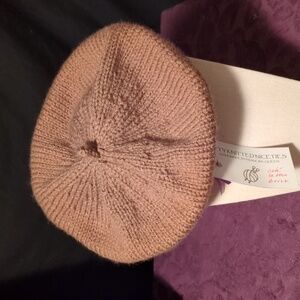 Hand Knit Acrylic Brown Cafe Latte French Beret Hat OSFM